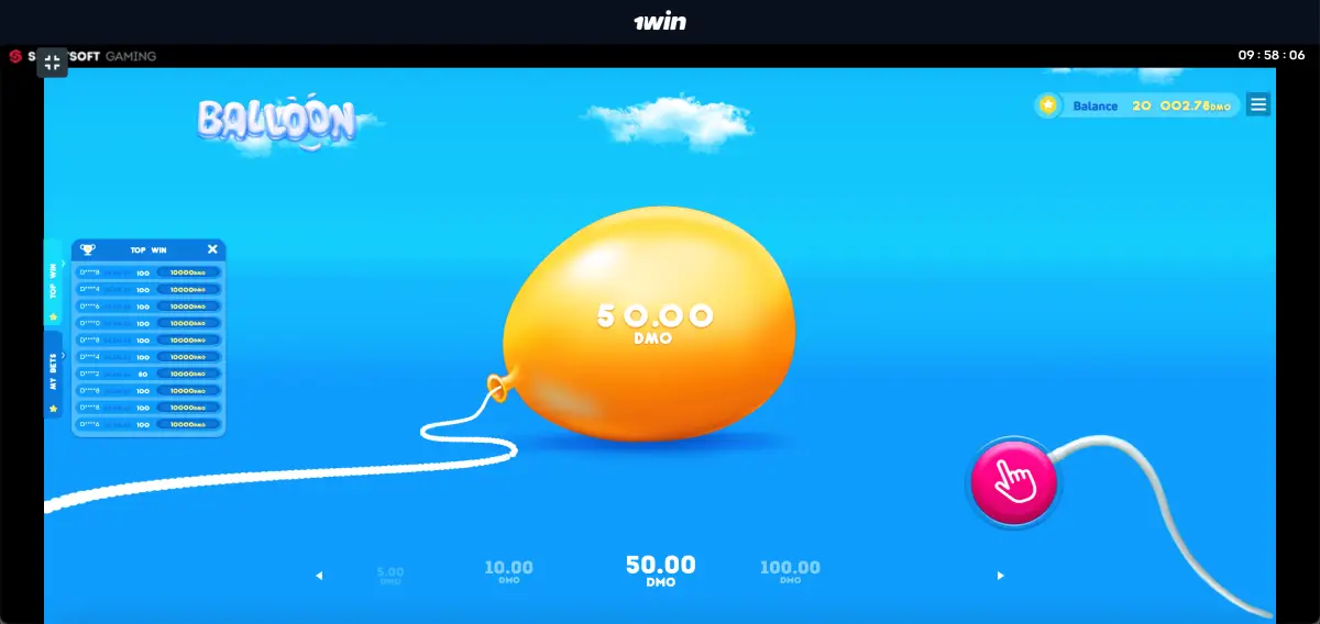 Historial de rondas anteriores de Balloon con sus multiplicadores